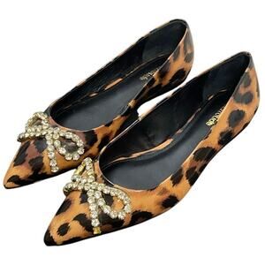 Larroude Lee Jaguar Patent Leather Flats Crystal Bow Ballerina Coquette Size 6